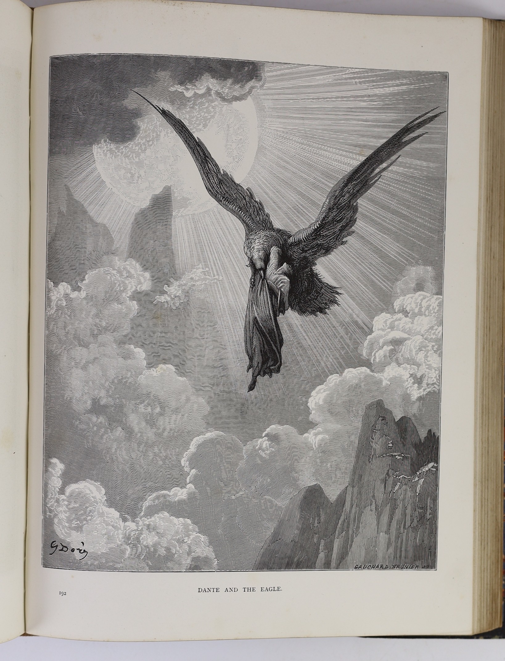 Dore, Gustave (illustrator) - Cassell's Dore Gallery... With a Memoir (etc) by Edmund Ollier. num. engraved plates; contemp. half morocco and cloth, gilt decorated panelled spine, ge. and marbled e/ps., fol. (ca.1885)